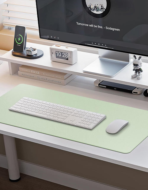 Load image into Gallery viewer, Leather Desk Pad Protector,Non-Slip Mouse Pad,Laptop Desk Pad,Office Mouse Mat,Waterproof Leather Desk Blotter,Desk Writing Pad for Office and Home (M-Green,30"X14")
