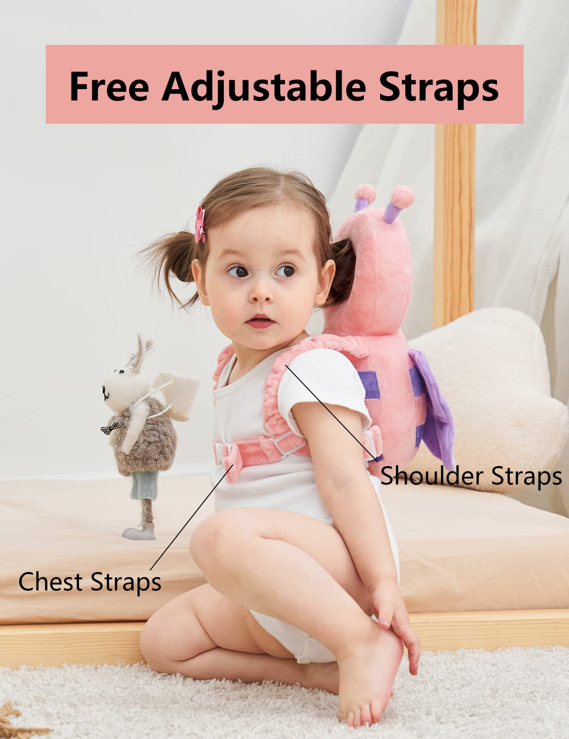 Toddler Baby Head Protector Pad Safety Cushion with Knee Pads&Anti-Slip Socks (Elephant)