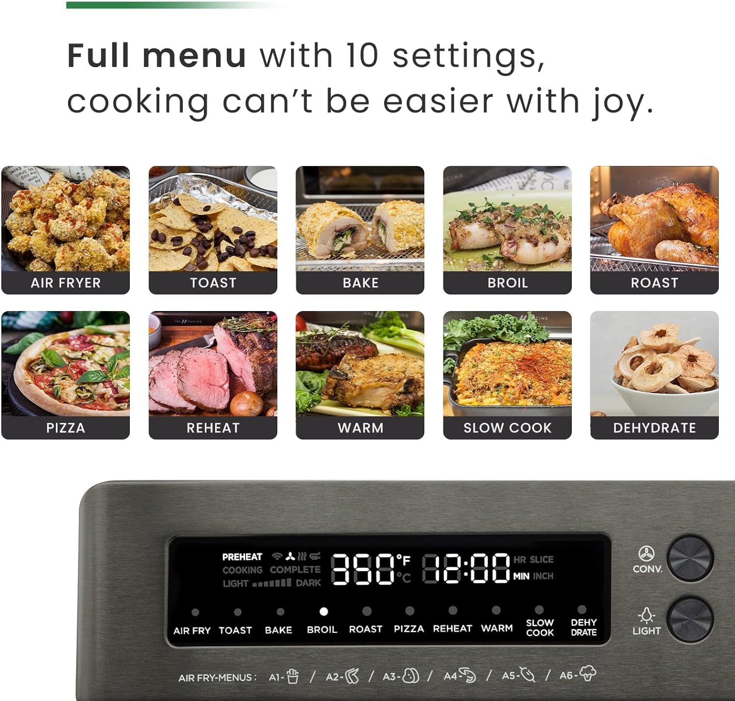 26.3 QT/25 L Extra-Large Smart Air Fryer Toaster Oven, 10-In-1 Convection Countertop Oven Combination, Black Matte Stainless Steel