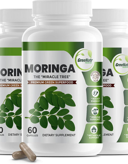 Load image into Gallery viewer, Pure Moringa Oleifera Leaf Extract Capsules, 1000 Mg per Serving. Gluten Free, NON GMO, Vegan Antioxidant Capsules. Natural Energy, Mood, Memory and Focus Enhancer. Premium Green Superfood (Pack of 3)
