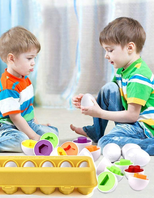 Load image into Gallery viewer, Easter Matching Eggs Connect Eggs Carton Toys Gifts for 1 2 3 Years Old Kids Toddler Baby Girls Boys Shape Color Egg Play Learn
