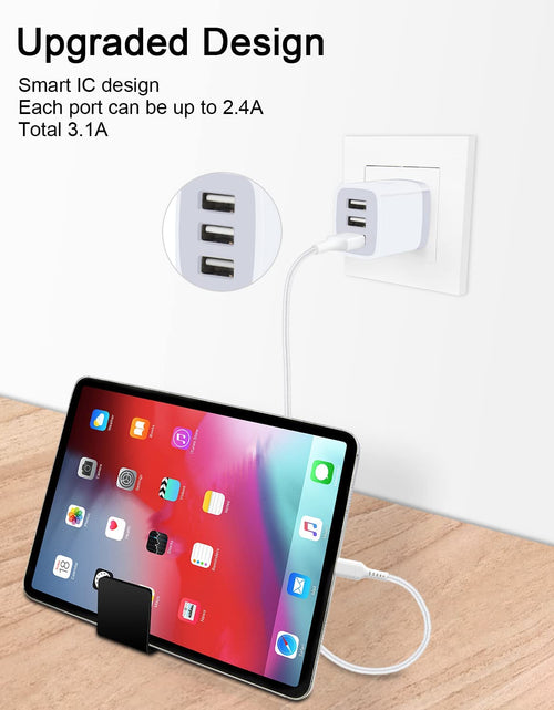 Load image into Gallery viewer, USB Charger Cube, Wall Charger Plug,  3.1A 3-Muti Port USB Adapter Power Plug Charging Station Box Base for Iphone 17 16 15 14 13 12 Pro Max Mini SE 11 Pro Max Samsung Phones Charging Block
