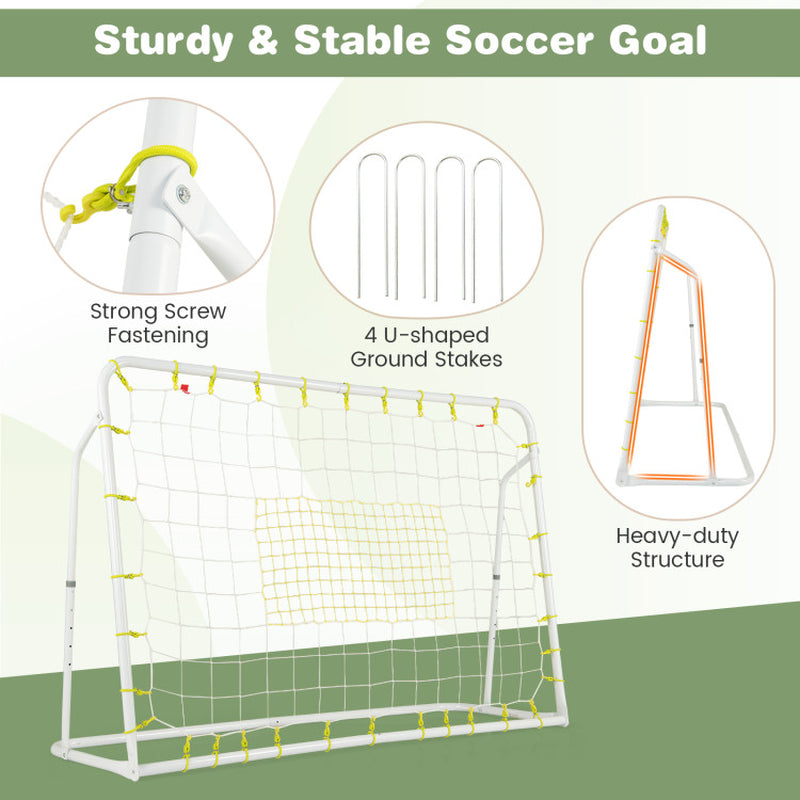 2-In-1 Kids Soccer Rebounder and Soccer Goal with Adjustable Height