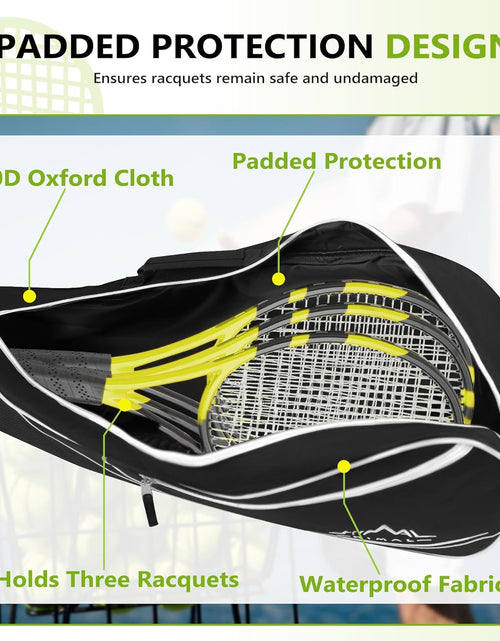 Load image into Gallery viewer, Himal 3 Racquet Tennis-Bag Premium Tennis-Racket-Bag with Protective Pad, Professional or Beginner Tennis Players, Lightweight Tennis Bag for All Ages,Black
