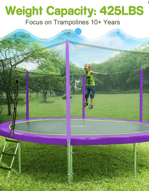 Load image into Gallery viewer, 15 14 12 10 8FT Trampoline for Kids with Safety Enclosure Net 425LBS Weight Capacity Outdoor Backyards Trampolines with Non-Slip Ladder All Accessories for Children Adults Family
