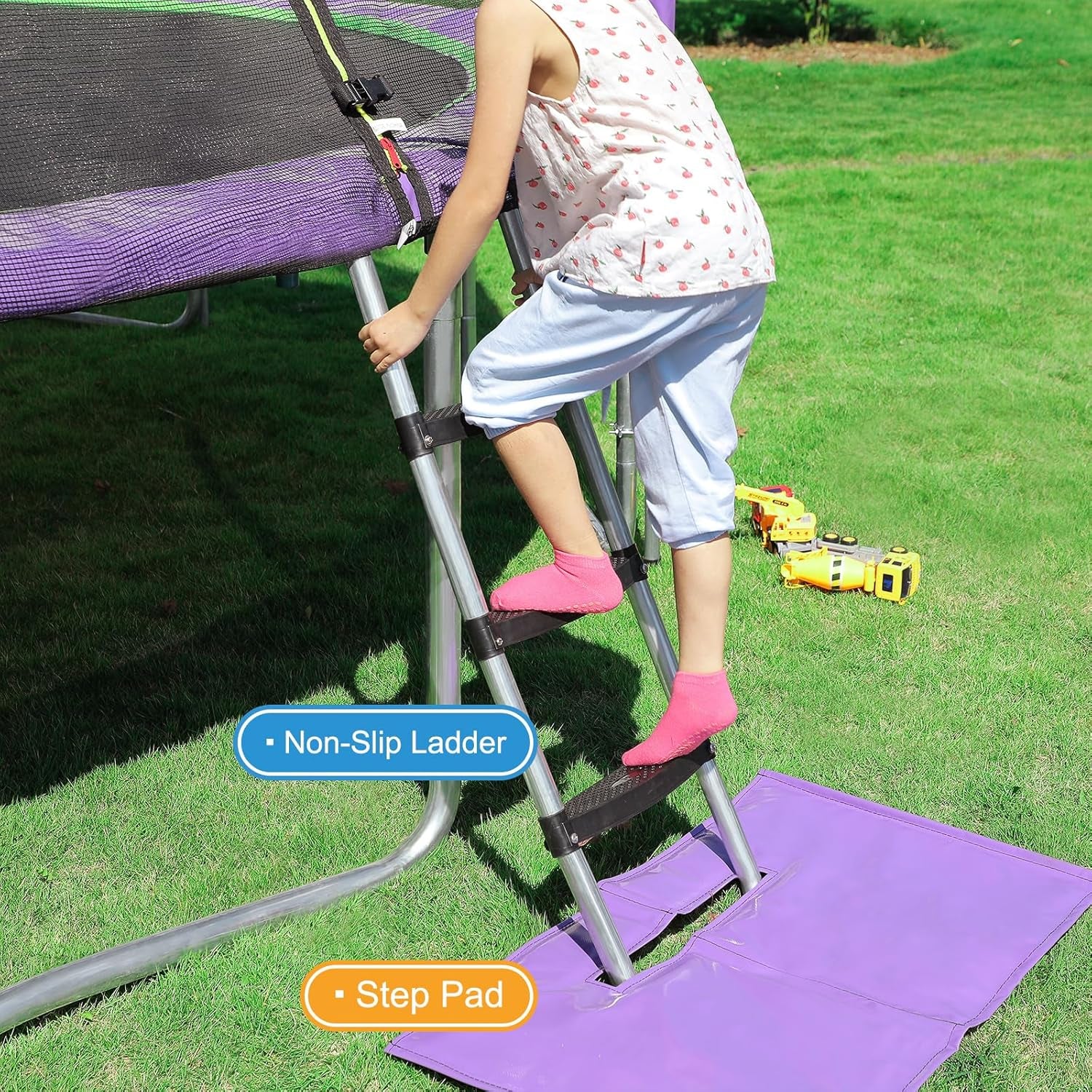 15 14 12 10 8FT Trampoline for Kids with Safety Enclosure Net 425LBS Weight Capacity Outdoor Backyards Trampolines with Non-Slip Ladder All Accessories for Children Adults Family