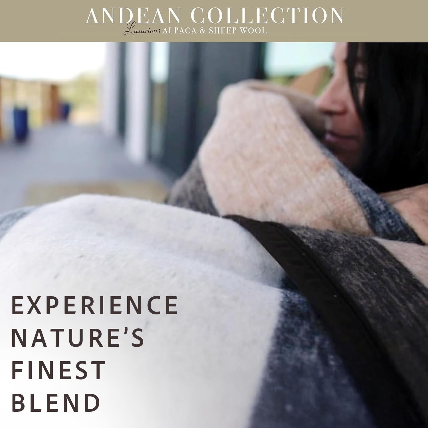 100% Natural Alpaca and Merino Wool Blanket, Andean Collection, Twin Size Blanket - Thick, Soft and Warm, Rustic Woven Blanket, Made in Peru