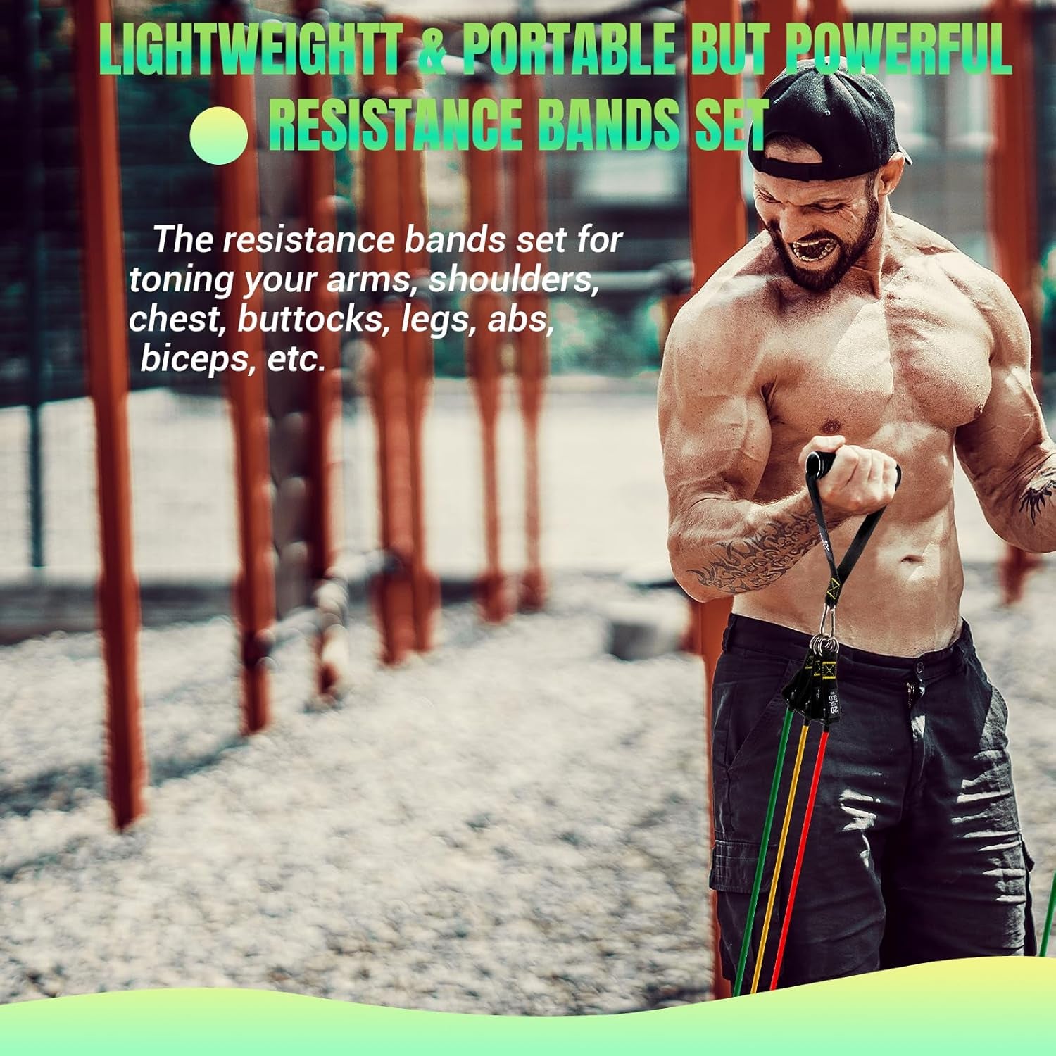 Resistance Bands Set with Handles, Exercise Bands Workout Bands Fitness Bands with Door Anchor, Legs Ankle Straps for Resistance Training，Physical Therapy，Home Gym Workout