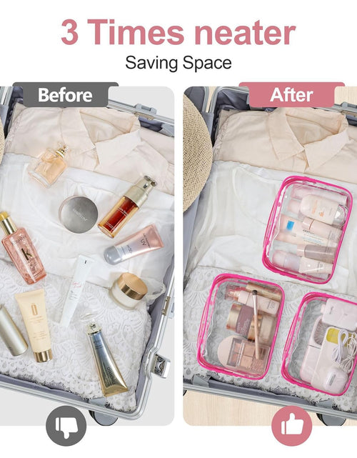 Load image into Gallery viewer, Clear Toiletry Bag,  3 Pack TSA Approved Toiletry Bag Quart Size Bag, Travel Makeup Cosmetic Bag for Women Men, Carry on Airport Airline Compliant Bag
