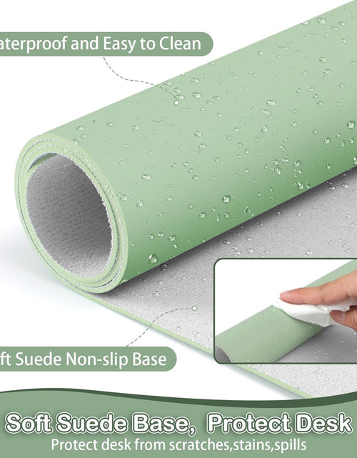 Load image into Gallery viewer, Leather Desk Pad Protector,Non-Slip Mouse Pad,Laptop Desk Pad,Office Mouse Mat,Waterproof Leather Desk Blotter,Desk Writing Pad for Office and Home (M-Green,30"X14")
