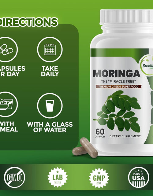 Load image into Gallery viewer, Pure Moringa Oleifera Leaf Extract Capsules, 1000 Mg per Serving. Gluten Free, NON GMO, Vegan Antioxidant Capsules. Natural Energy, Mood, Memory and Focus Enhancer. Premium Green Superfood (Pack of 3)
