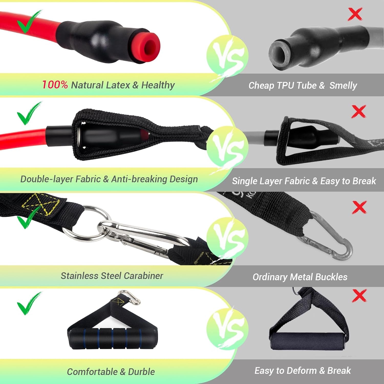 Resistance Bands Set with Handles, Exercise Bands Workout Bands Fitness Bands with Door Anchor, Legs Ankle Straps for Resistance Training，Physical Therapy，Home Gym Workout