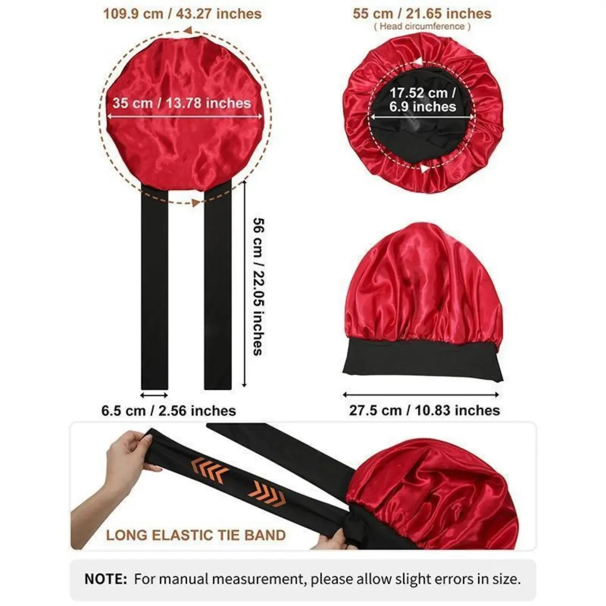 Silk-Like Satin Double-Layer Hair Cap