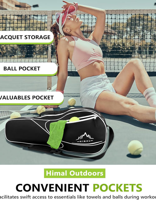 Load image into Gallery viewer, Himal 3 Racquet Tennis-Bag Premium Tennis-Racket-Bag with Protective Pad, Professional or Beginner Tennis Players, Lightweight Tennis Bag for All Ages,Black
