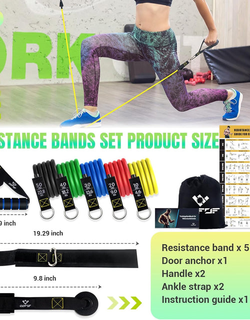 Load image into Gallery viewer, Resistance Bands Set with Handles, Exercise Bands Workout Bands Fitness Bands with Door Anchor, Legs Ankle Straps for Resistance Training，Physical Therapy，Home Gym Workout
