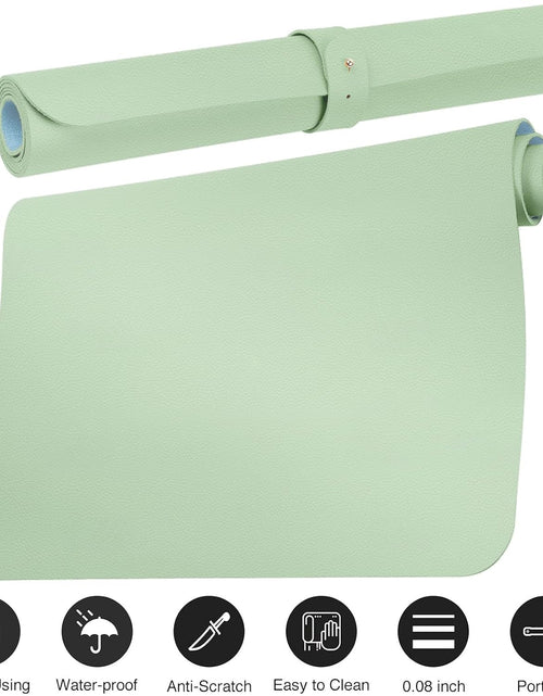 Load image into Gallery viewer, Leather Desk Pad Protector,Non-Slip Mouse Pad,Laptop Desk Pad,Office Mouse Mat,Waterproof Leather Desk Blotter,Desk Writing Pad for Office and Home (M-Green,30"X14")

