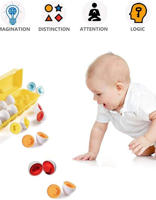 Load image into Gallery viewer, Easter Matching Eggs Connect Eggs Carton Toys Gifts for 1 2 3 Years Old Kids Toddler Baby Girls Boys Shape Color Egg Play Learn
