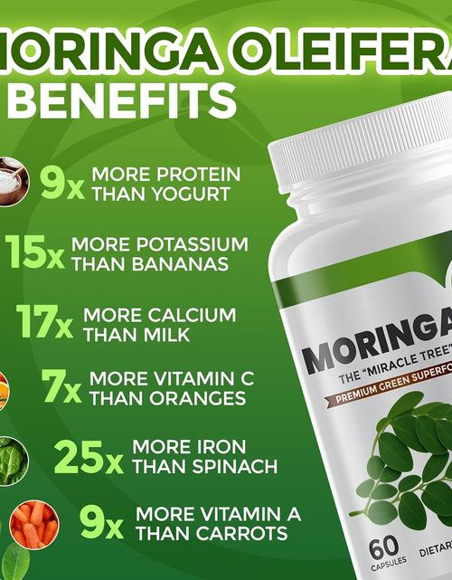 Load image into Gallery viewer, Pure Moringa Oleifera Leaf Extract Capsules, 1000 Mg per Serving. Gluten Free, NON GMO, Vegan Antioxidant Capsules. Natural Energy, Mood, Memory and Focus Enhancer. Premium Green Superfood (Pack of 3)
