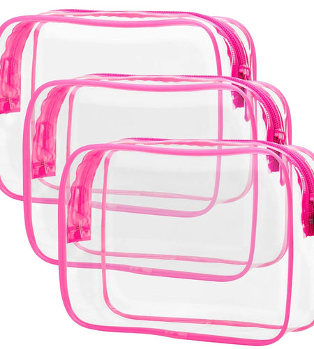 Clear Toiletry Bag,  3 Pack TSA Approved Toiletry Bag Quart Size Bag, Travel Makeup Cosmetic Bag for Women Men, Carry on Airport Airline Compliant Bag