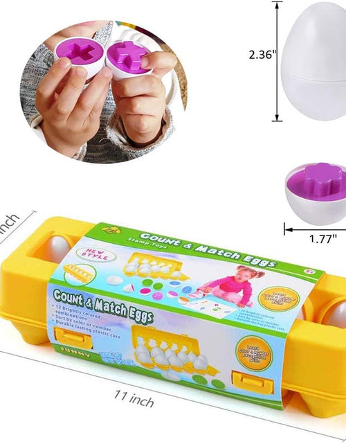 Load image into Gallery viewer, Easter Matching Eggs Connect Eggs Carton Toys Gifts for 1 2 3 Years Old Kids Toddler Baby Girls Boys Shape Color Egg Play Learn
