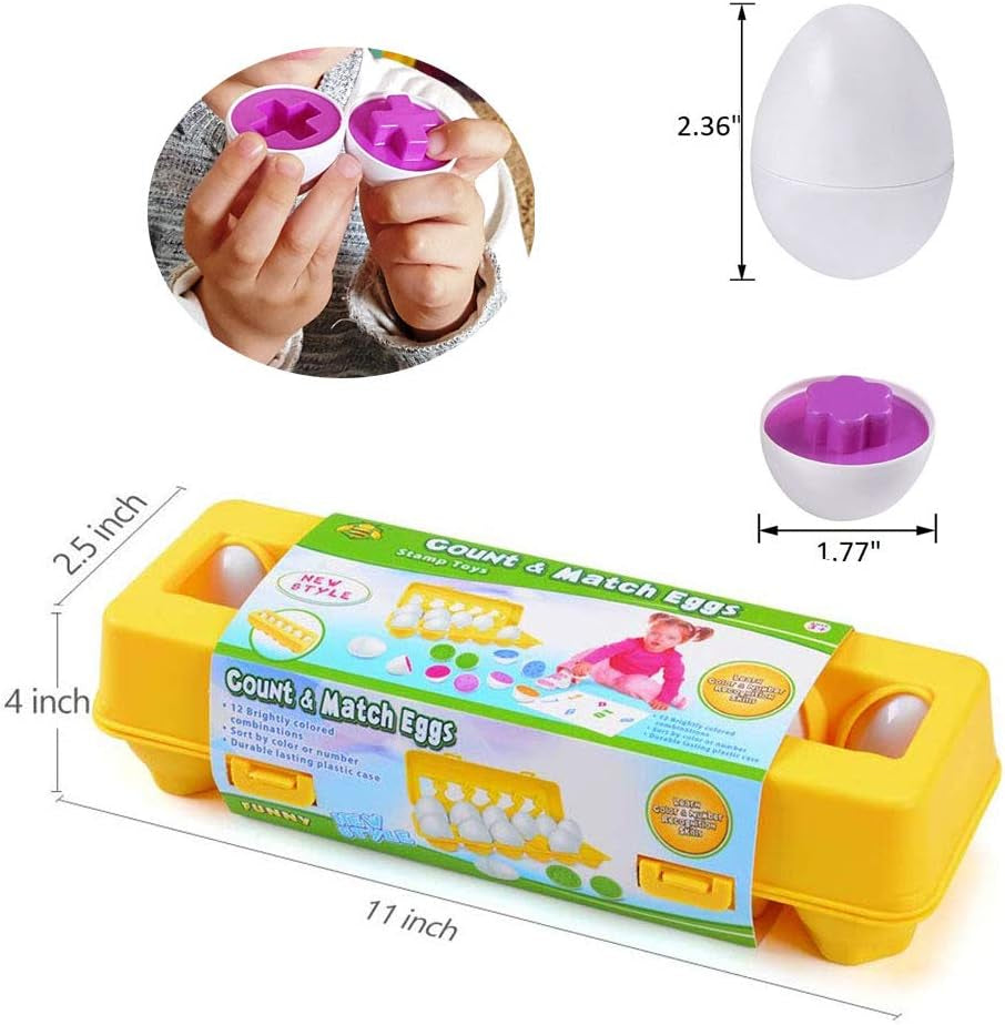 Easter Matching Eggs Connect Eggs Carton Toys Gifts for 1 2 3 Years Old Kids Toddler Baby Girls Boys Shape Color Egg Play Learn