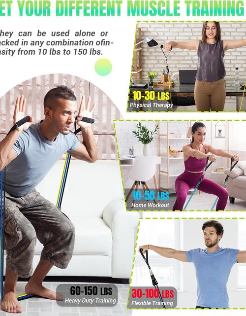 Load image into Gallery viewer, Resistance Bands Set with Handles, Exercise Bands Workout Bands Fitness Bands with Door Anchor, Legs Ankle Straps for Resistance Training，Physical Therapy，Home Gym Workout

