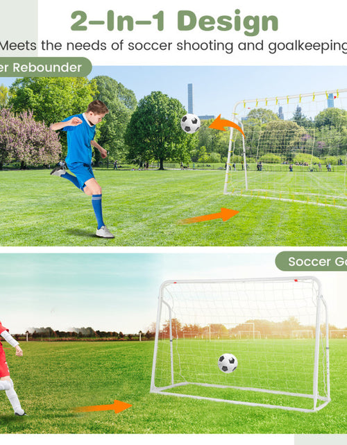 Load image into Gallery viewer, 2-In-1 Kids Soccer Rebounder and Soccer Goal with Adjustable Height
