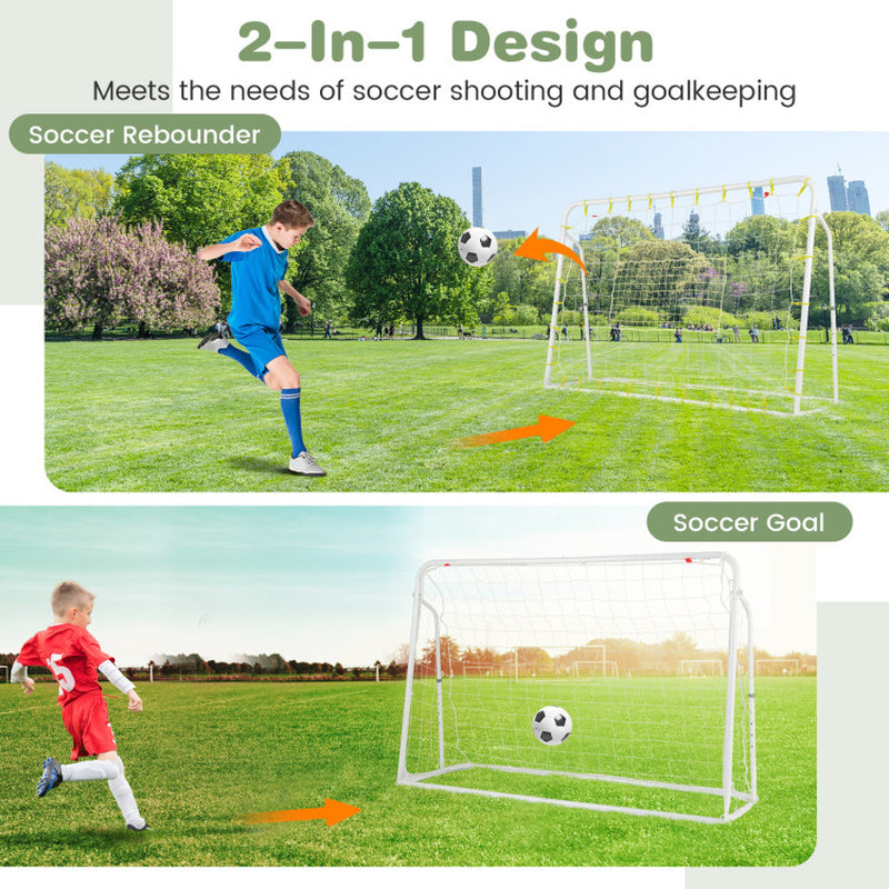 2-In-1 Kids Soccer Rebounder and Soccer Goal with Adjustable Height
