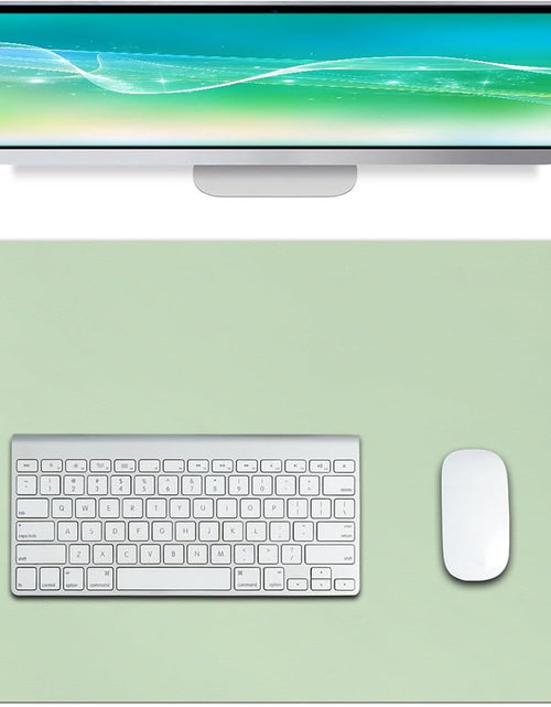 Load image into Gallery viewer, Leather Desk Pad Protector,Non-Slip Mouse Pad,Laptop Desk Pad,Office Mouse Mat,Waterproof Leather Desk Blotter,Desk Writing Pad for Office and Home (M-Green,30"X14")
