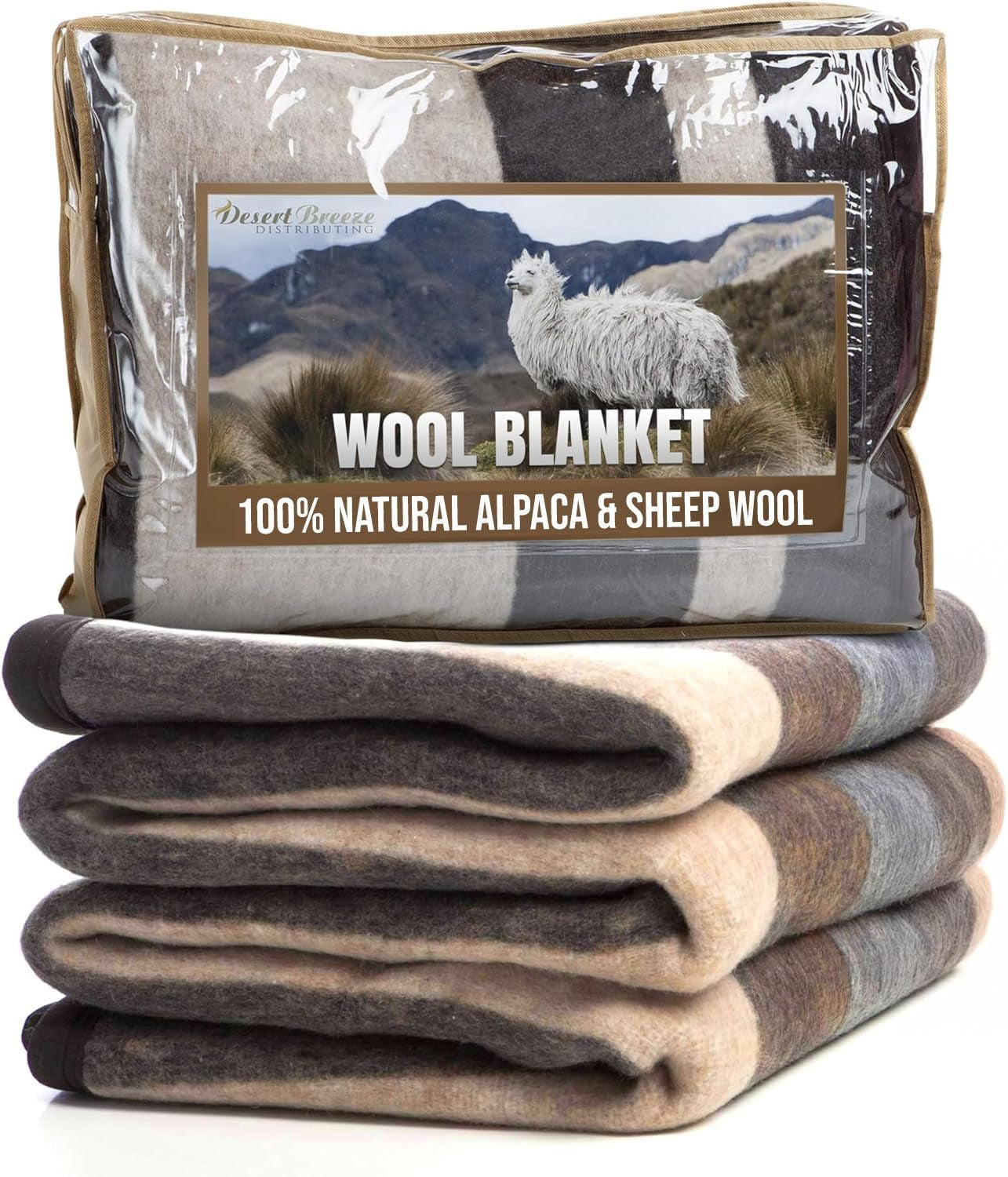 100% Natural Alpaca and Merino Wool Blanket, Andean Collection, Twin Size Blanket - Thick, Soft and Warm, Rustic Woven Blanket, Made in Peru