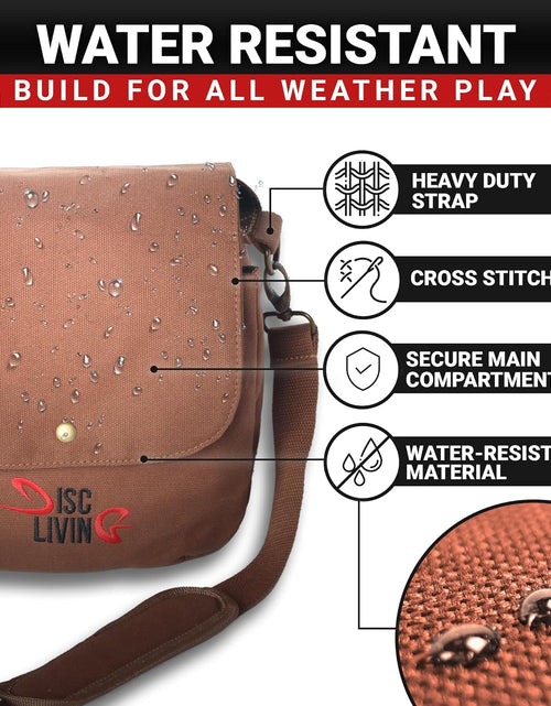 Load image into Gallery viewer, Disc Golf Bag | Frisbee Golf Bag | Easy to Carry | Lightweight Fits up to 10 Discs | 16 Oz Waxed Canvas Sturdy Design | Belt Loop | Double Button Design | Bottle Holder
