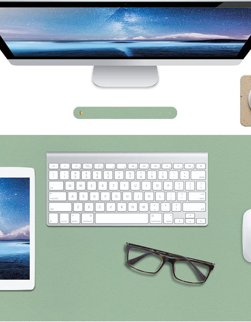 Load image into Gallery viewer, Leather Desk Pad Protector,Non-Slip Mouse Pad,Laptop Desk Pad,Office Mouse Mat,Waterproof Leather Desk Blotter,Desk Writing Pad for Office and Home (M-Green,30"X14")
